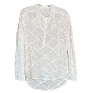 Sundance Women’s White Size M Catalog Patchwork Mixed Media White Button Up